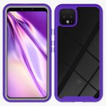 Wholesale Google Pixel 4 Clear Dual Defense Hybrid Case (Purple)